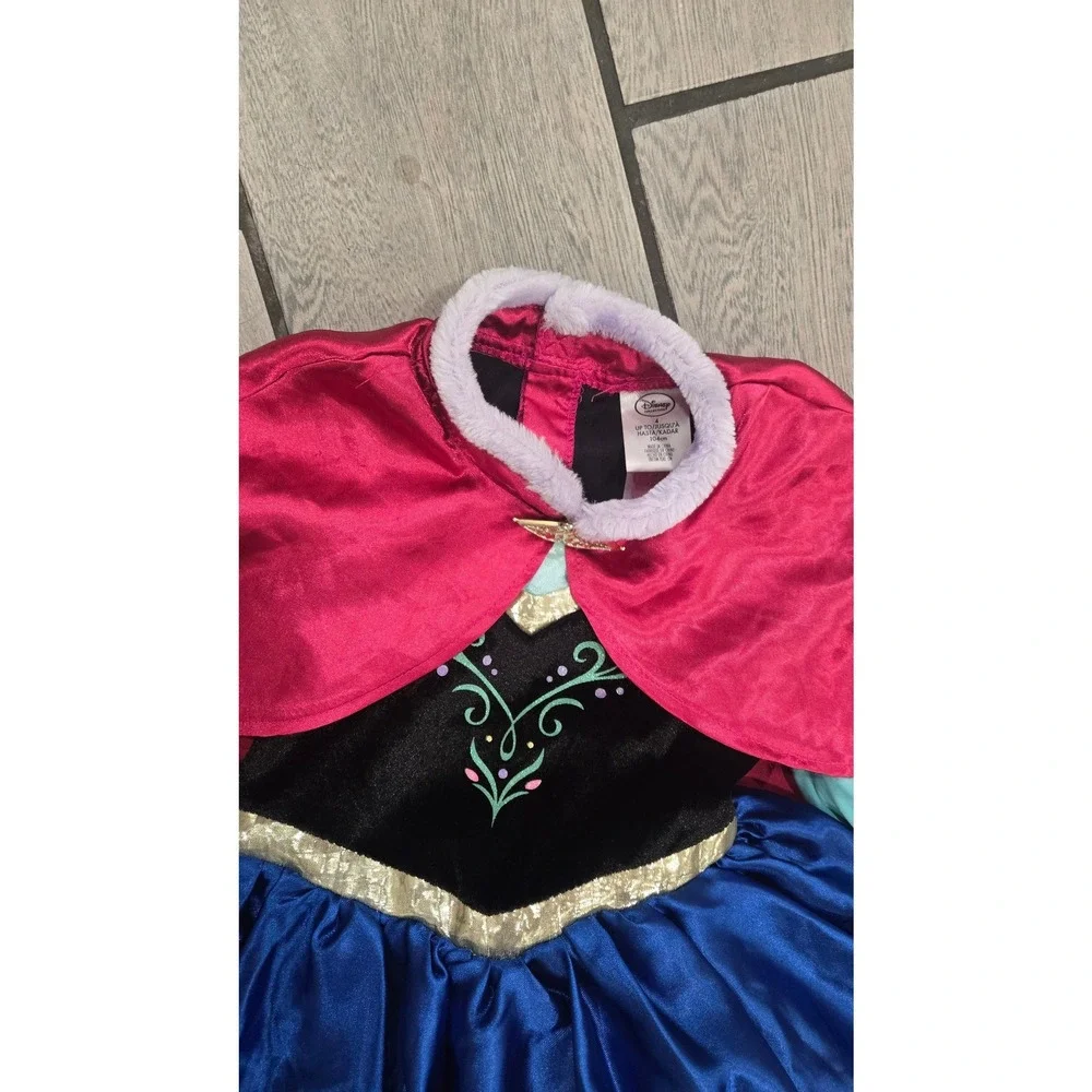 Disney Frozen Anna Costume Dress with Cape Kids Size 4 Blue Pink Velvet Satin